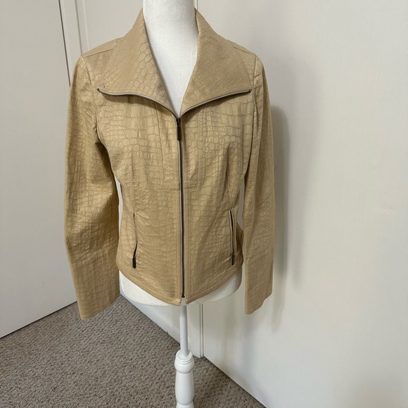 Carlisle Vintage Faux Leather Snake Printed Tan Jacket Sz 6 - Picture 2 of 9